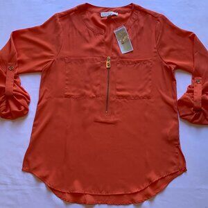 Michael Michael Kors Women’s Half Zip Long Sleeve Blouse NWT